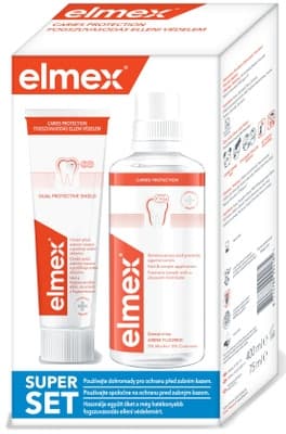 Elmex Ústní voda 400ml + zubní pasta 75ml Super Set Caries Protection