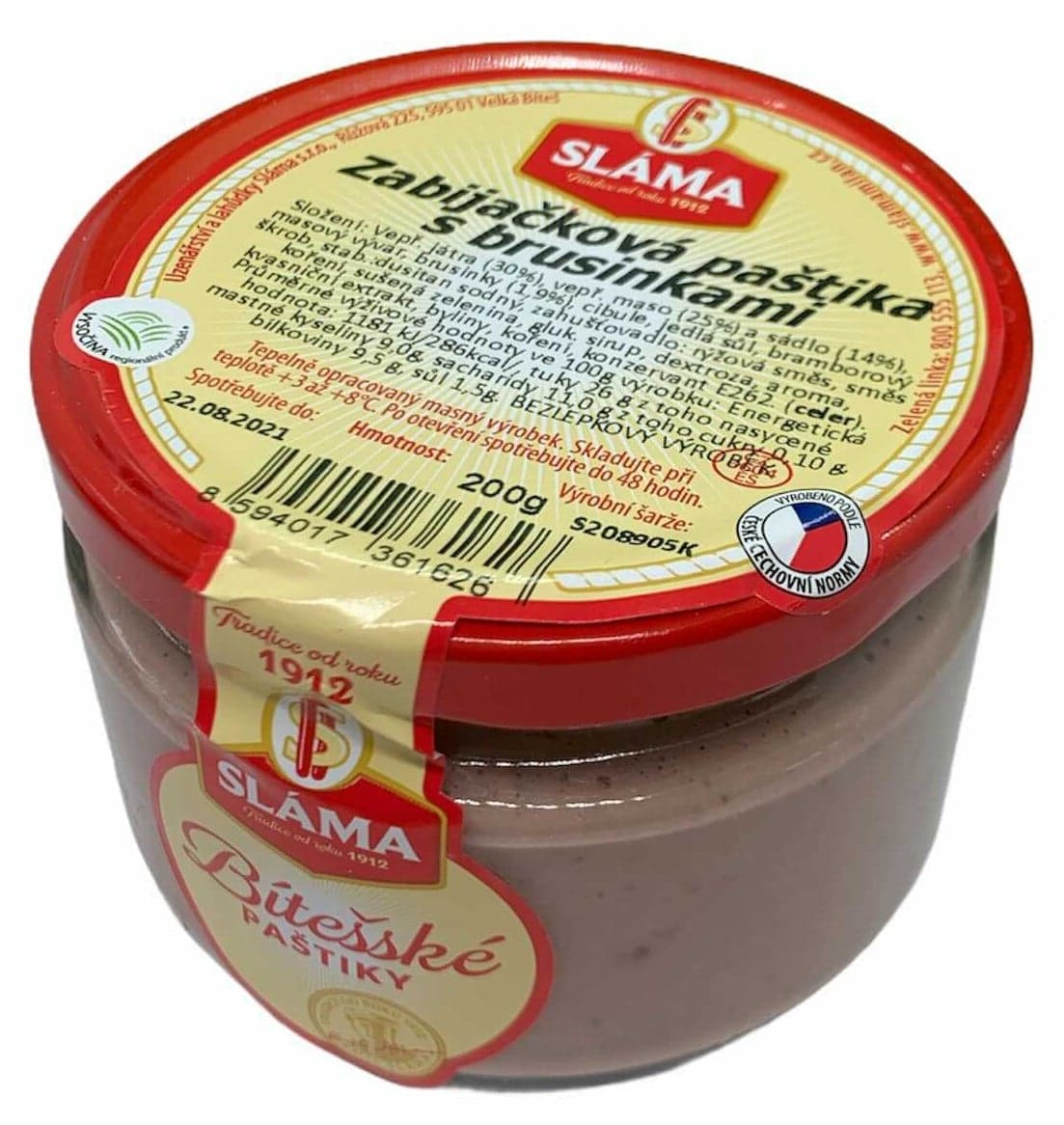 Sláma Zabijačková paštika s brusinkami