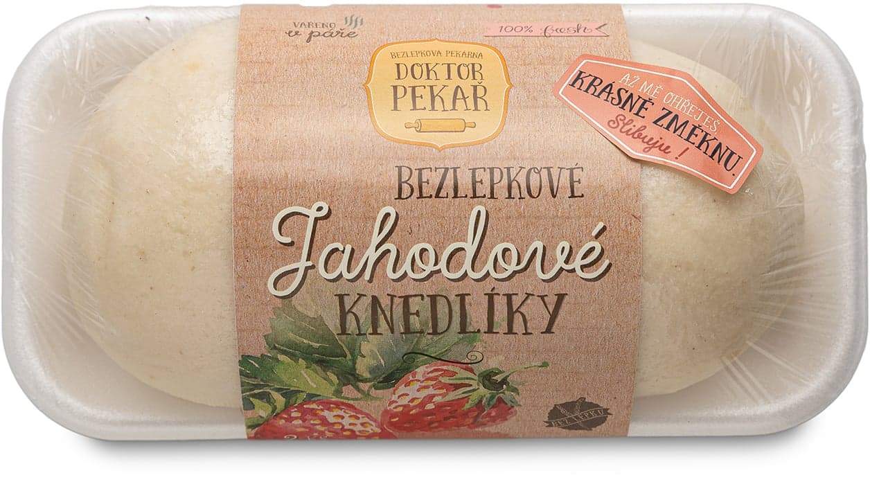 Doktor Pekař Bezlepkové jahodové knedlíky kynuté, 2 ks