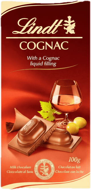 Lindt Mléčná čokoláda s koňakovou náplní