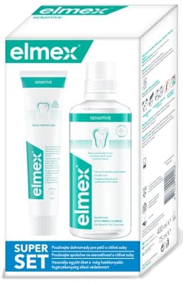 Elmex Ústní voda 400ml + zubní pasta 75ml Super Set Sensitive