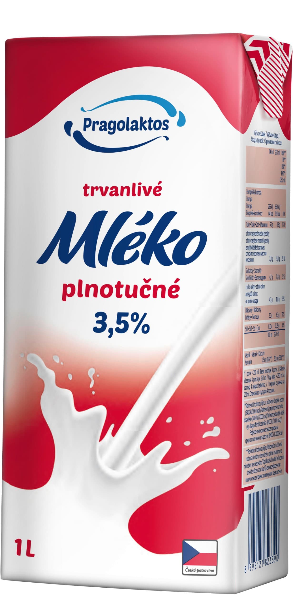 Pragolaktos Trvanlivé mléko 3,5% plnotučné mléko 1l