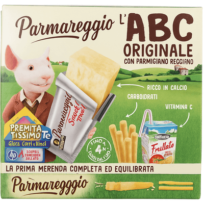 Parmareggio Svačinka sýr parmigiano, cracker a ovocný nápoj