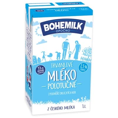 Bohemilk Trvanlivé mléko z podhůří Orlických hor - polotučné (1,5%)