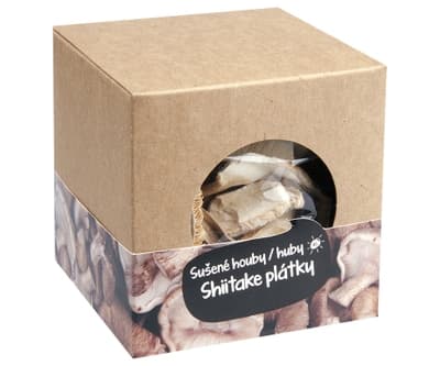 České houby Shiitake sušené plátky, krabička