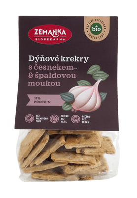 Biopekárna Zemanka BIO Dýňové krekry se špaldou a česnekem