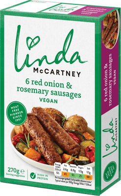 Linda McCartney's Veganské  klobásky s červenou cibulí a rozmarýnem 6 ks