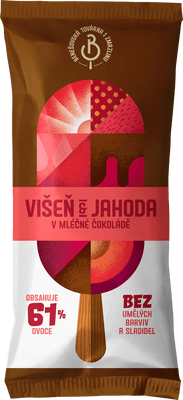 Benešovská továrna na zmrzlinu Sorbet Višeň & jahoda v mléčné čokoládě, nanuk