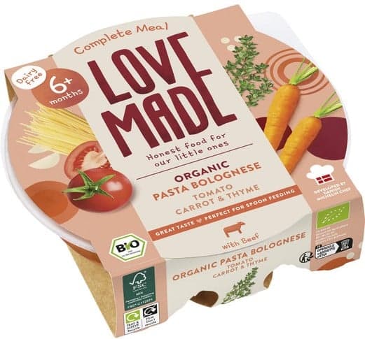 LoveMade BIO Těstoviny bolognese pro děti od 6. měsíce 185 g