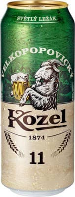Velkopopovický Kozel 11, světlý ležák, plech
