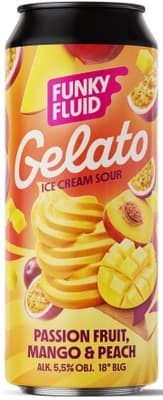 Funky Fluid Gelato - Passionfruit, Mango & Peach, plech