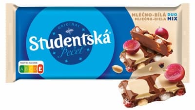 ORION Studentská pečeť mléčno-bílá čokoláda s arašídy, rozinkami a želé