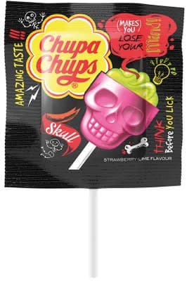 Chupa Chups 3D Skull Jahoda - Limeta lízátko