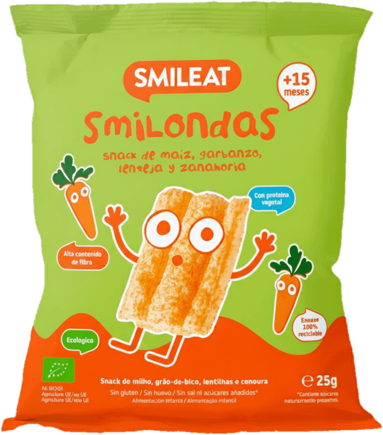 Smileat BIO Kukuřičné křupky cizrna, čočka, mrkev s olivovým olejem a vitamínem B1