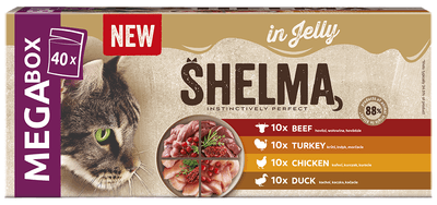 Shelma kapsičky pro kočky, mix masa, želé 40x85g