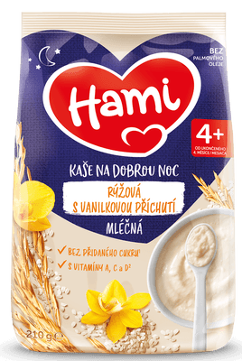 Hami Mléčná rýžová kaše na dobrou noc s Vanilkovou příchutí