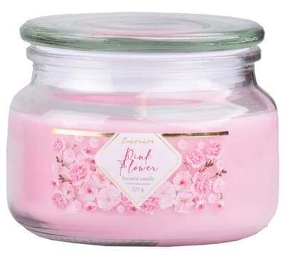 Emocio Pink Flower vonná svíčka, sklo (100 x 79 mm) se skleněným víčkem