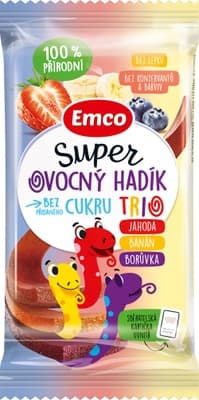 Emco Super ovocný hadík Trio jahoda/banán/borůvka