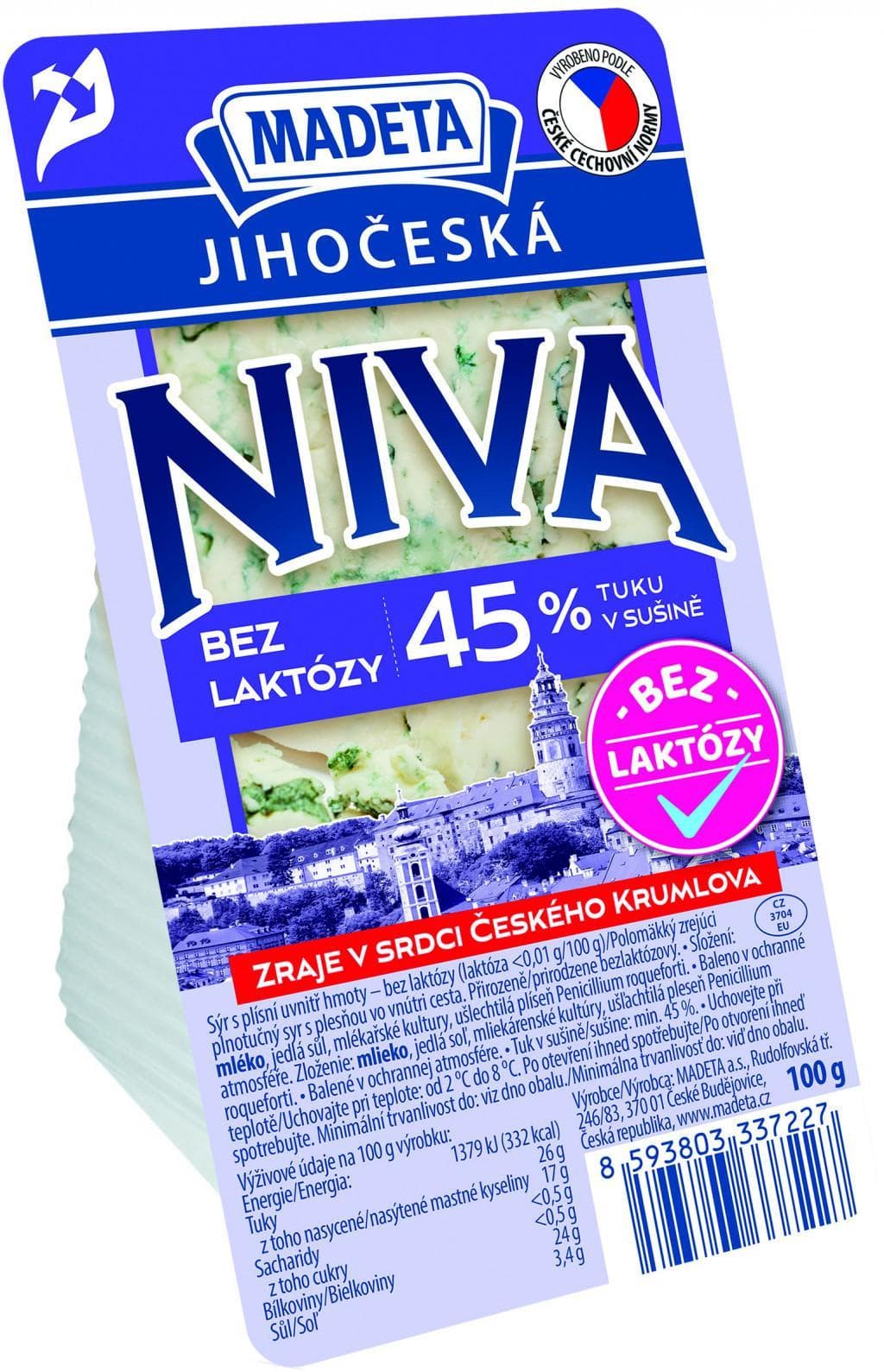 Madeta Jihočeská niva bez laktózy 45%