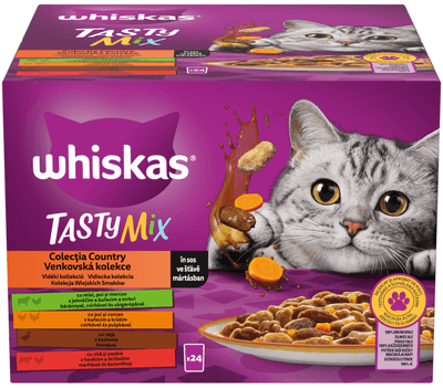Whiskas kapsičky Tasty mix Country ve šťávě pro dospělé kočky 24x 85 g