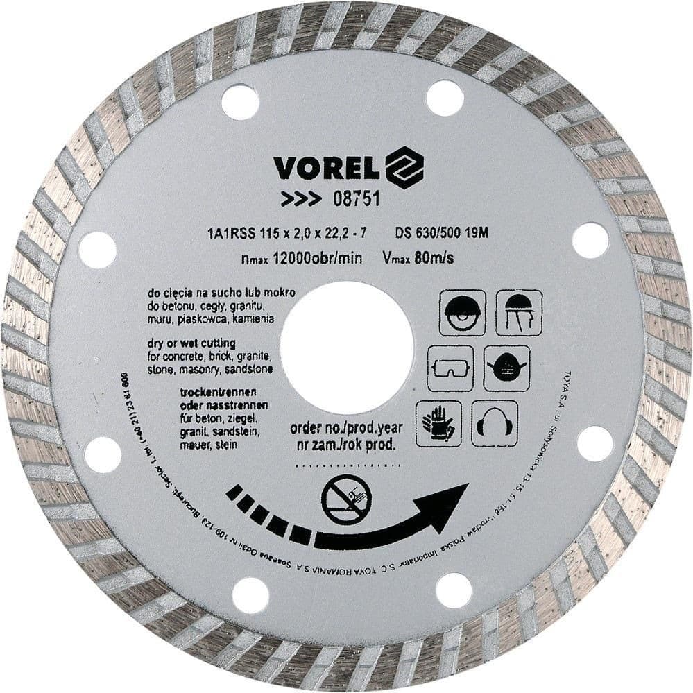 Vorel Kotouč diamantový 115 x 22,2 x 2,0 mm turbo