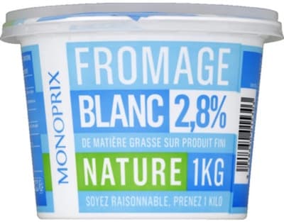 Monoprix Fromage Blanc Čerstvý francouzský jogurt s nízkým obsahem tuku (2,8 %) 1.0 kg