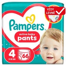Pampers Active Baby Plenkové Kalhotky, Velikost 4, 66 Kusů, 9kg-15kg
