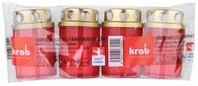 Anděl Přerov Hřbitovní svíčky červené (45 g) s víčkem, výdrž až 14 h