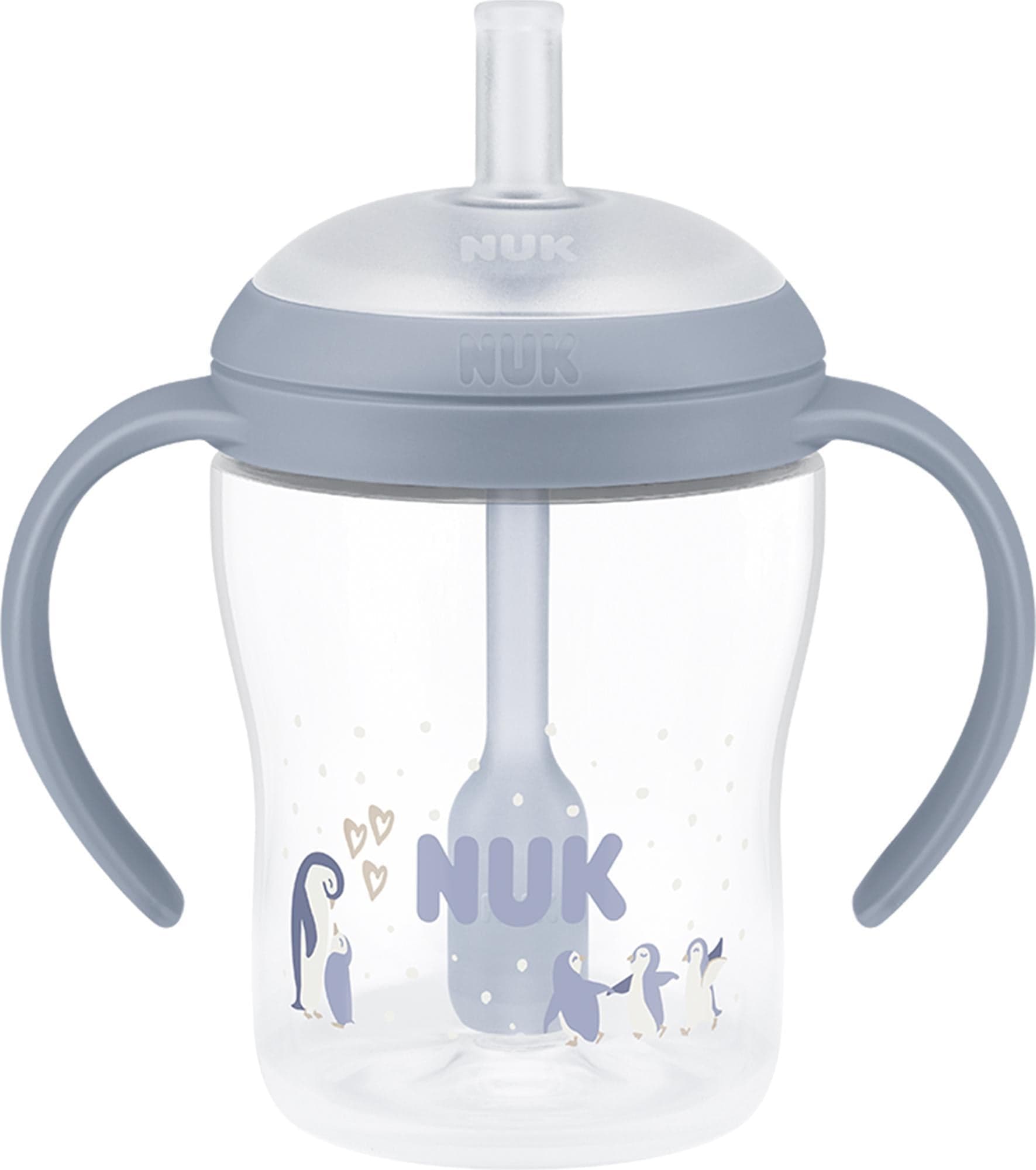 Nuk Perfect Match láhev na učení s brčkem, tučnáci 150 ml