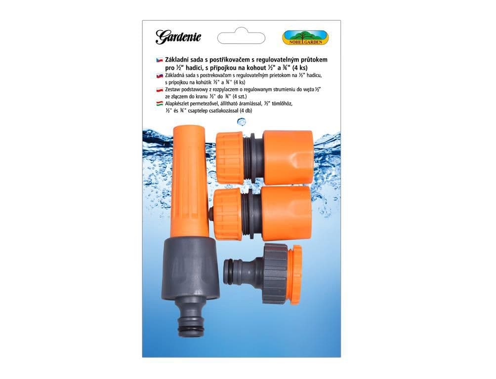 Gardenie Sada pro hadici 1/2 s přípojkou na kohoutek 1/2 a 3/4, 4ks