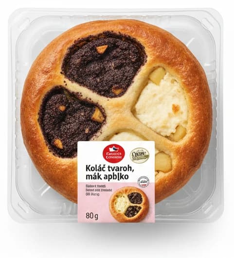Koláč tvaroh, mák, jablko Karlova Koruna