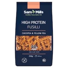 Sam Mills Fusilli těstoviny s vysokým obsahem proteinu z cizrny a žlutého hrachu 250g