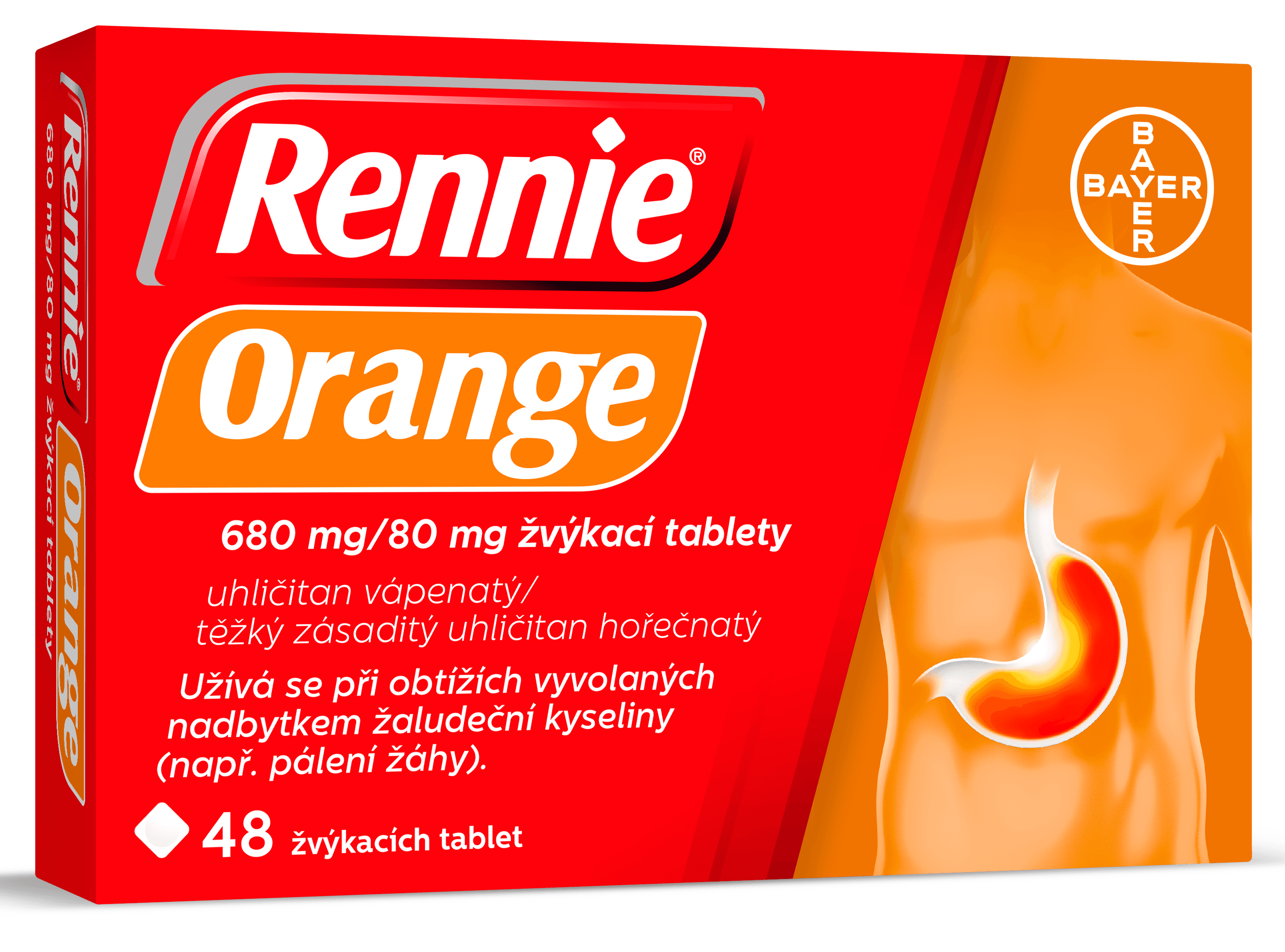 RENNIE ORANGE 680MG/80MG žvýkací tableta 48 1 ks