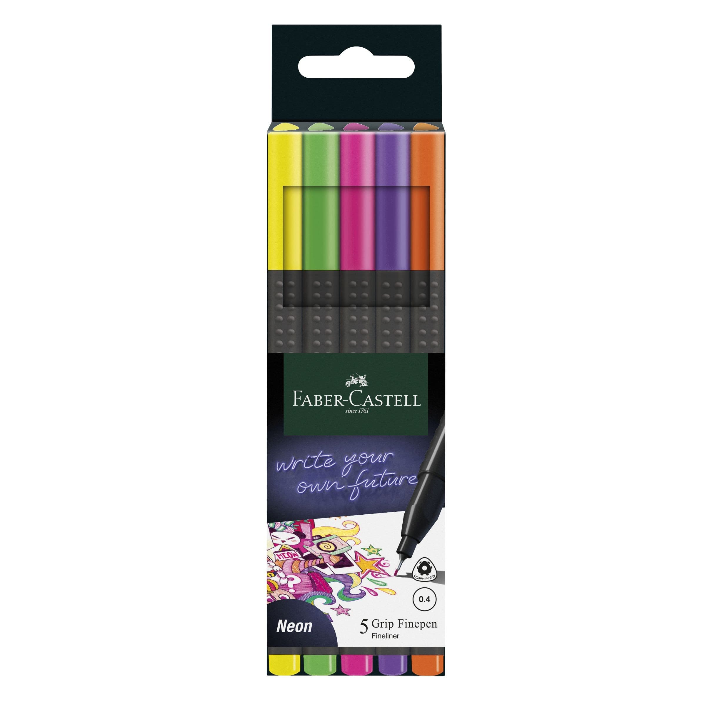 Faber Castell Popisovače GRIP 0,4 mm, Neon, 5 ks