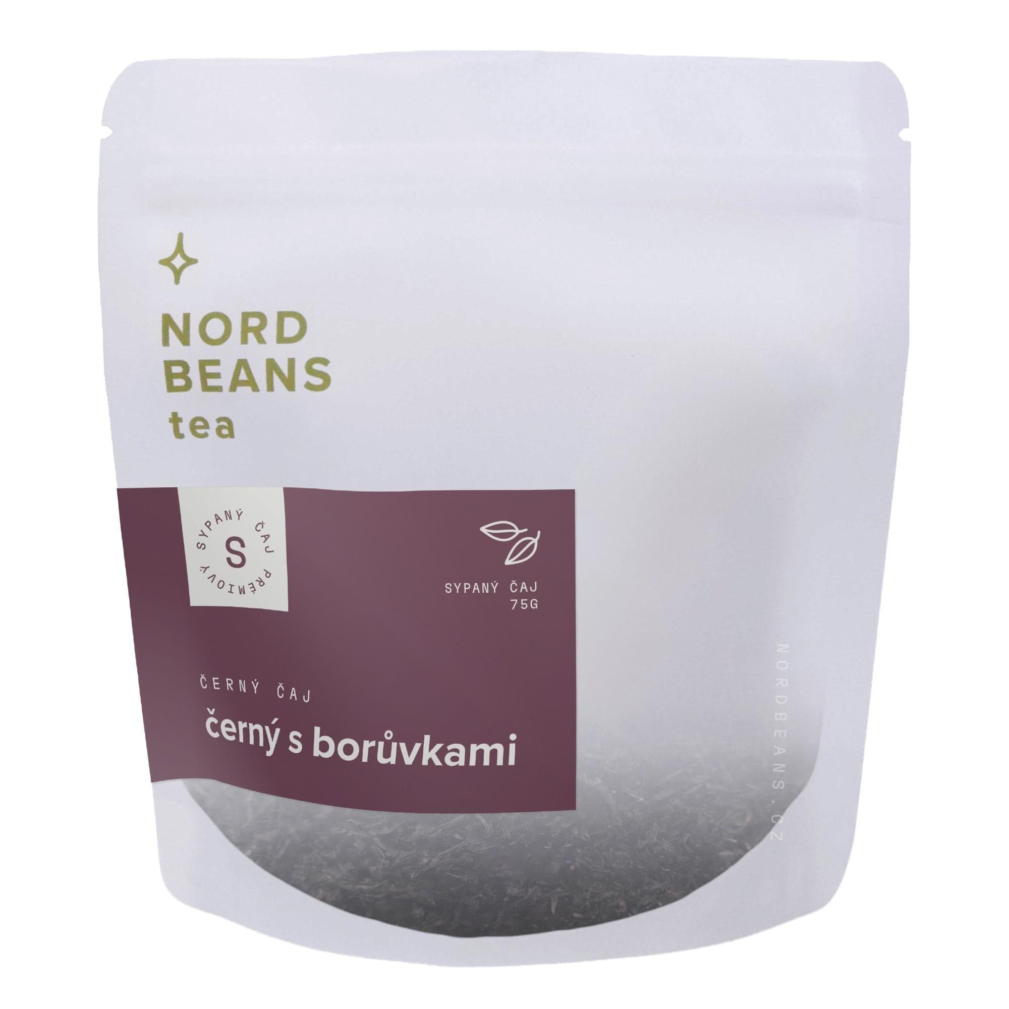 Nordbeans Tea Černý s borůvkami sypaný 75 g