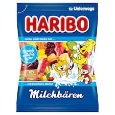 Haribo Milchbären želé medvídci s odstředěným sušeným mlékem a ovocnou šťávou z koncentrátů 85g
