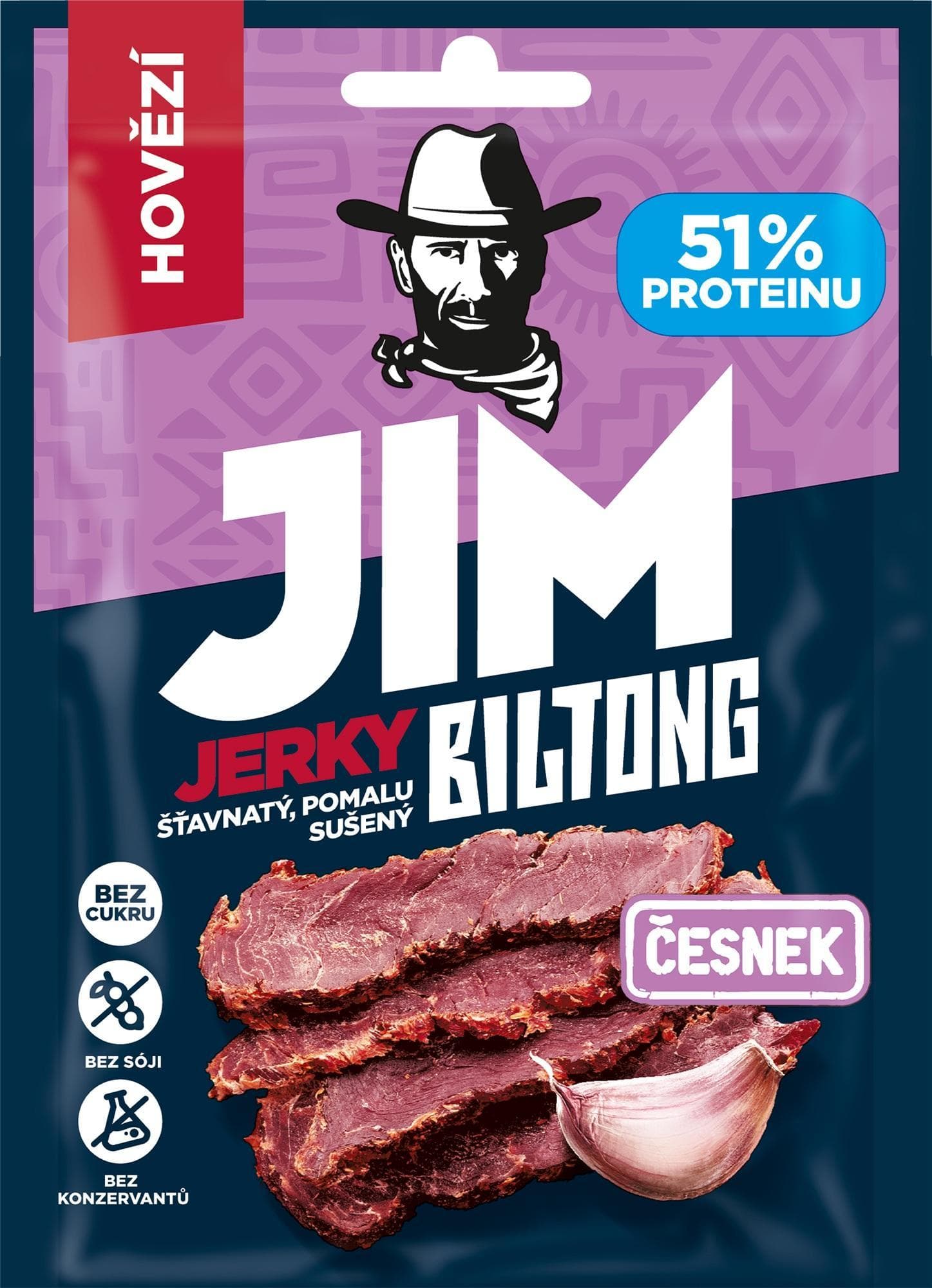 Jim Jerky biltong hovězí česnek