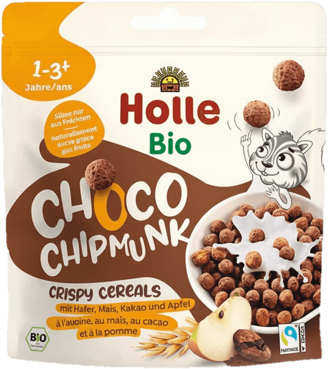 Holle BIO Choco Chipmunk cereálie kakao a jablko 125 g