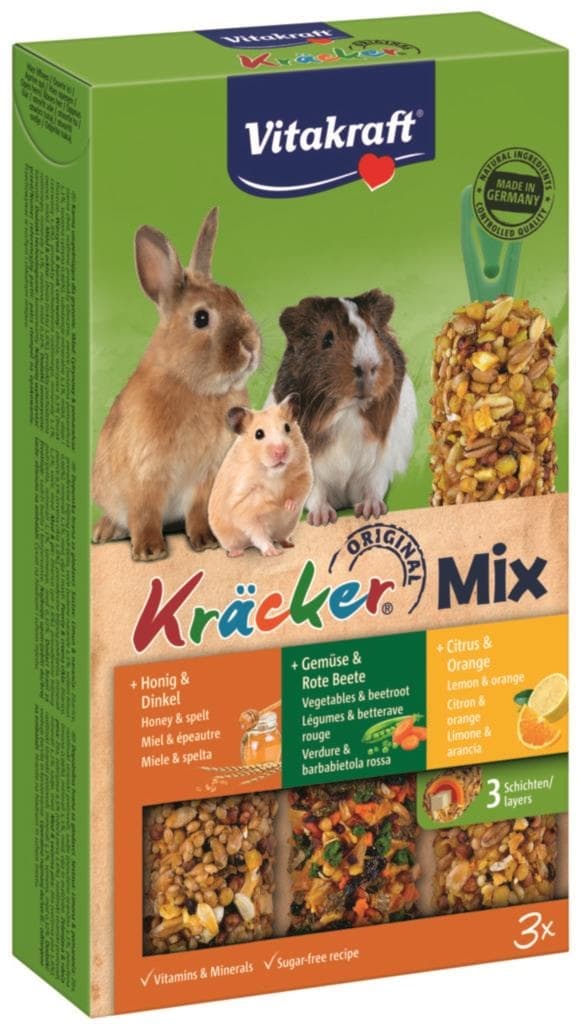 Vitakraft Kracker Trio-Mix hlodavec ovoce + zelenina + med 3 ks
