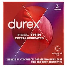 Durex Feel Thin Extra Lubricated Regular Fit kondomy 3 ks