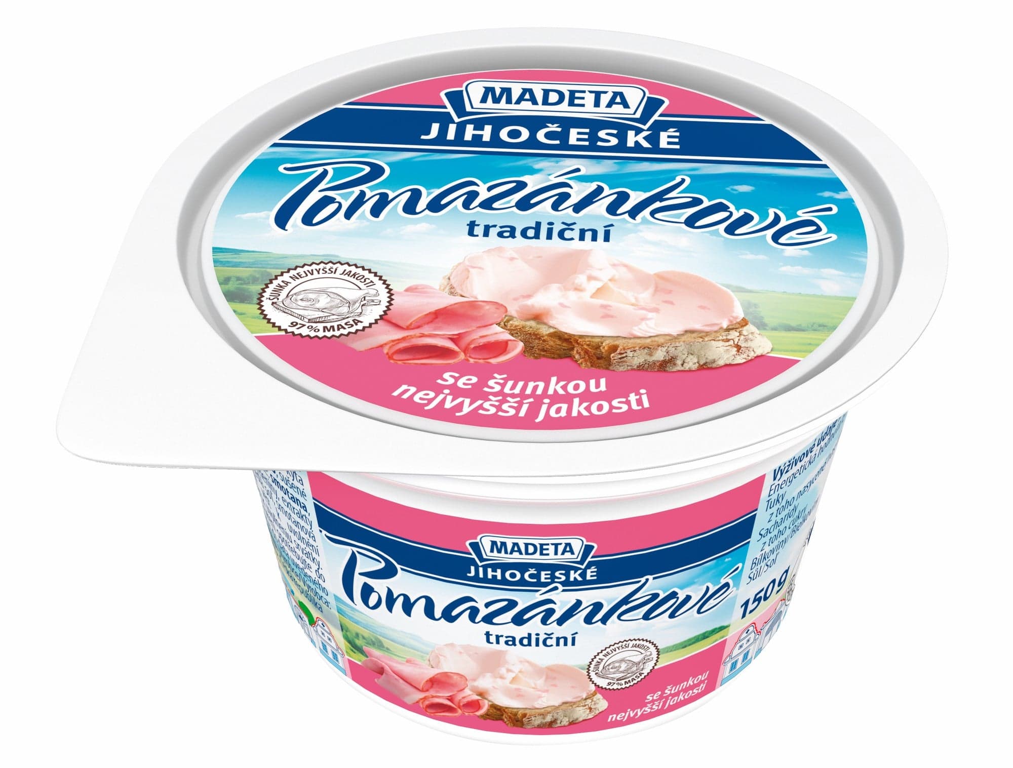Madeta Jihočeské pomazánkové máslo tradiční šunka 150 g