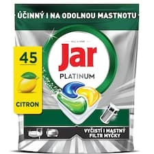 Jar Platinum Kapsle Do Myčky Nádobí, Lemon, , 45 Kapsle,  Zvládá Náročné Výzvy, Čistí Mastný Filtr