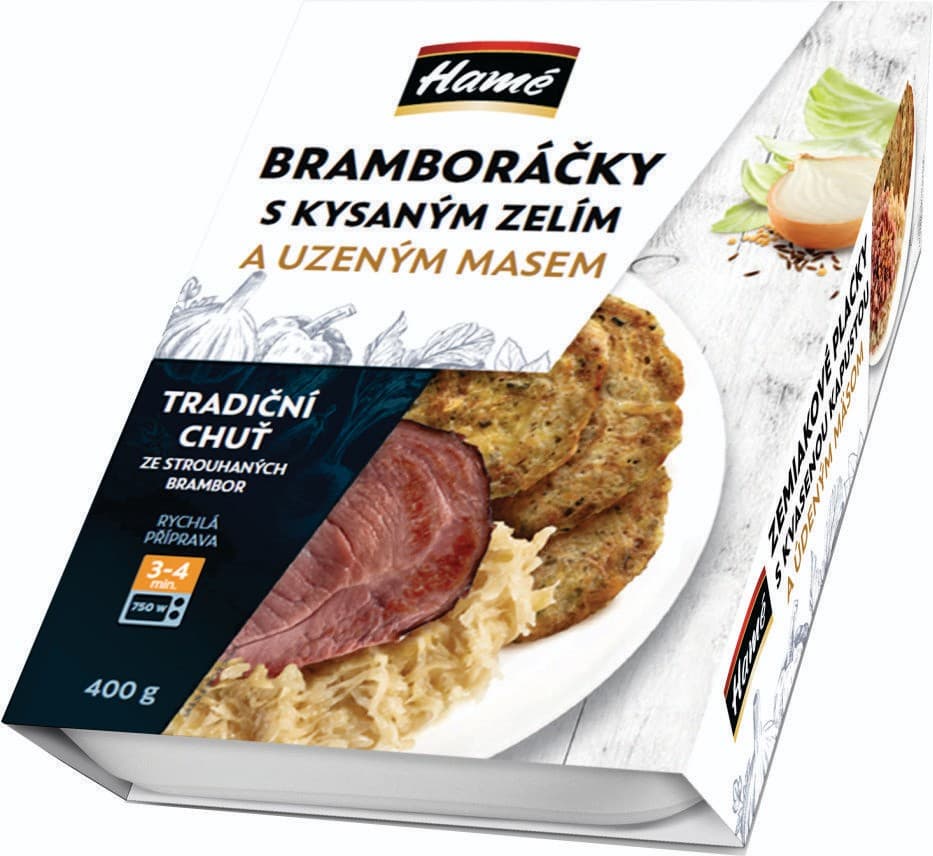 Hamé Bramboráky s kysaným zelím a uzeným masem 400g
