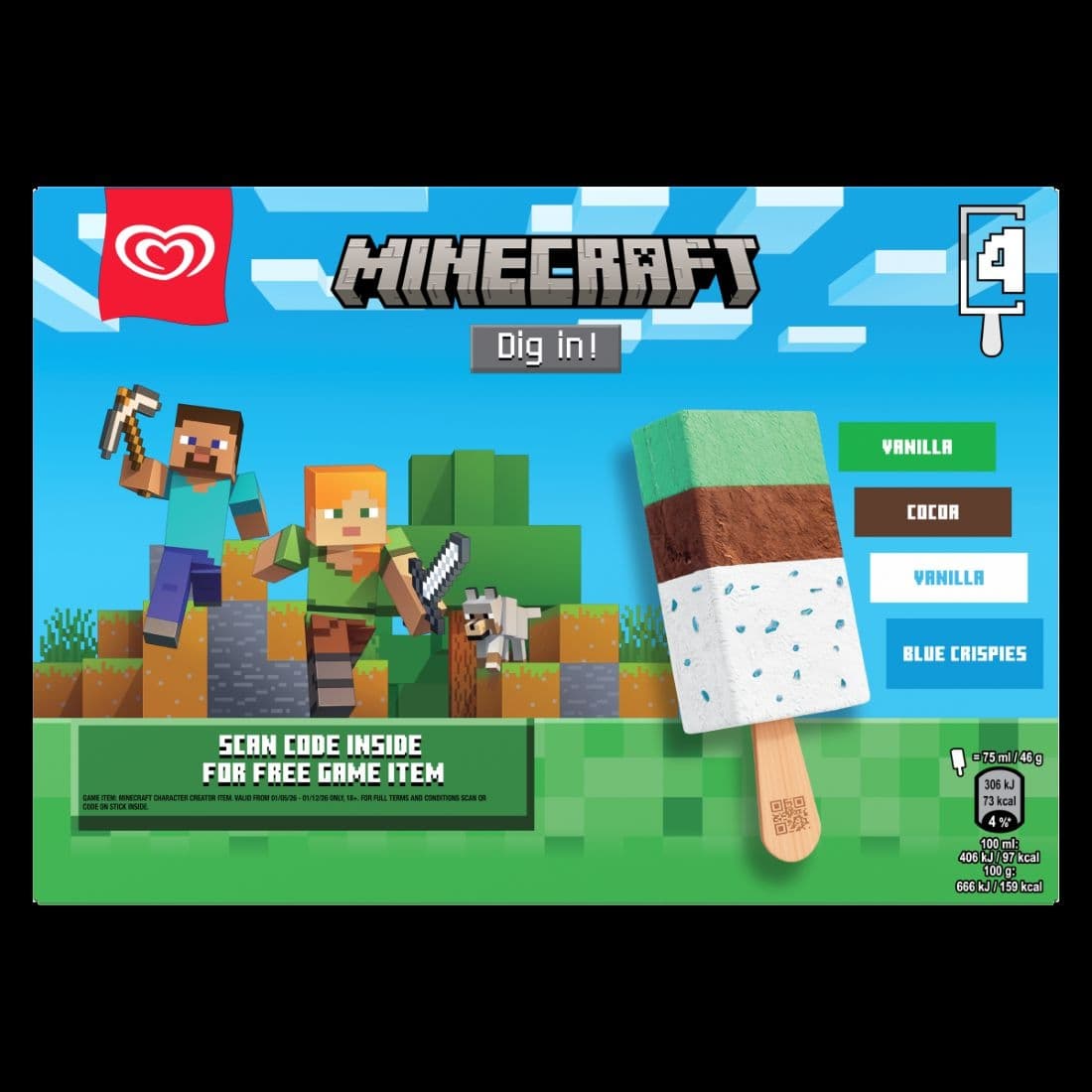 Algida Minecraft zmrzlina 4x75ml