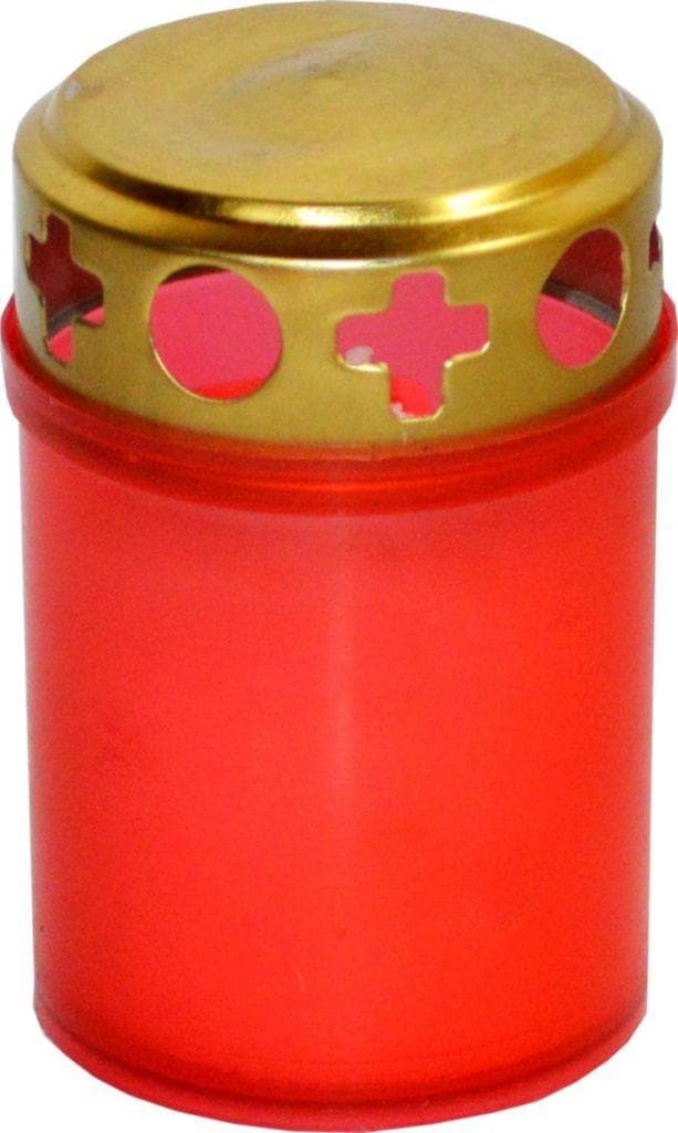 Svíčka hřbitovní plastová s víčkem červená 85g