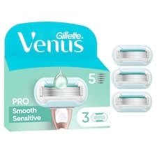 Gillette Venus Pro Smooth Sensitive Dámské Holicí Hlavice pro Citlivou Pokožku, 3 Náhradní Hlavice