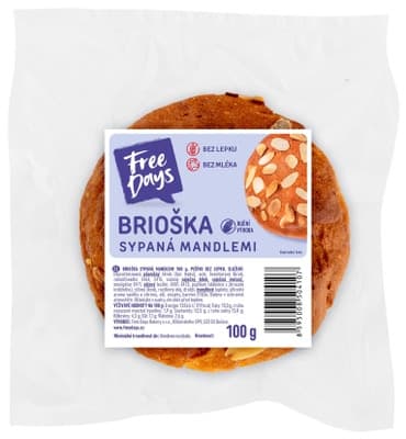 FreeDays Brioška sypaná mandlemi, bez lepku