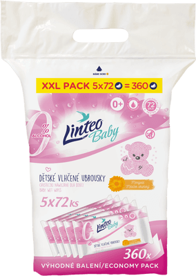 Linteo Baby Dětské vlhčené ubrousky s měsíčkem lékařským XXL Pack 5x72ks