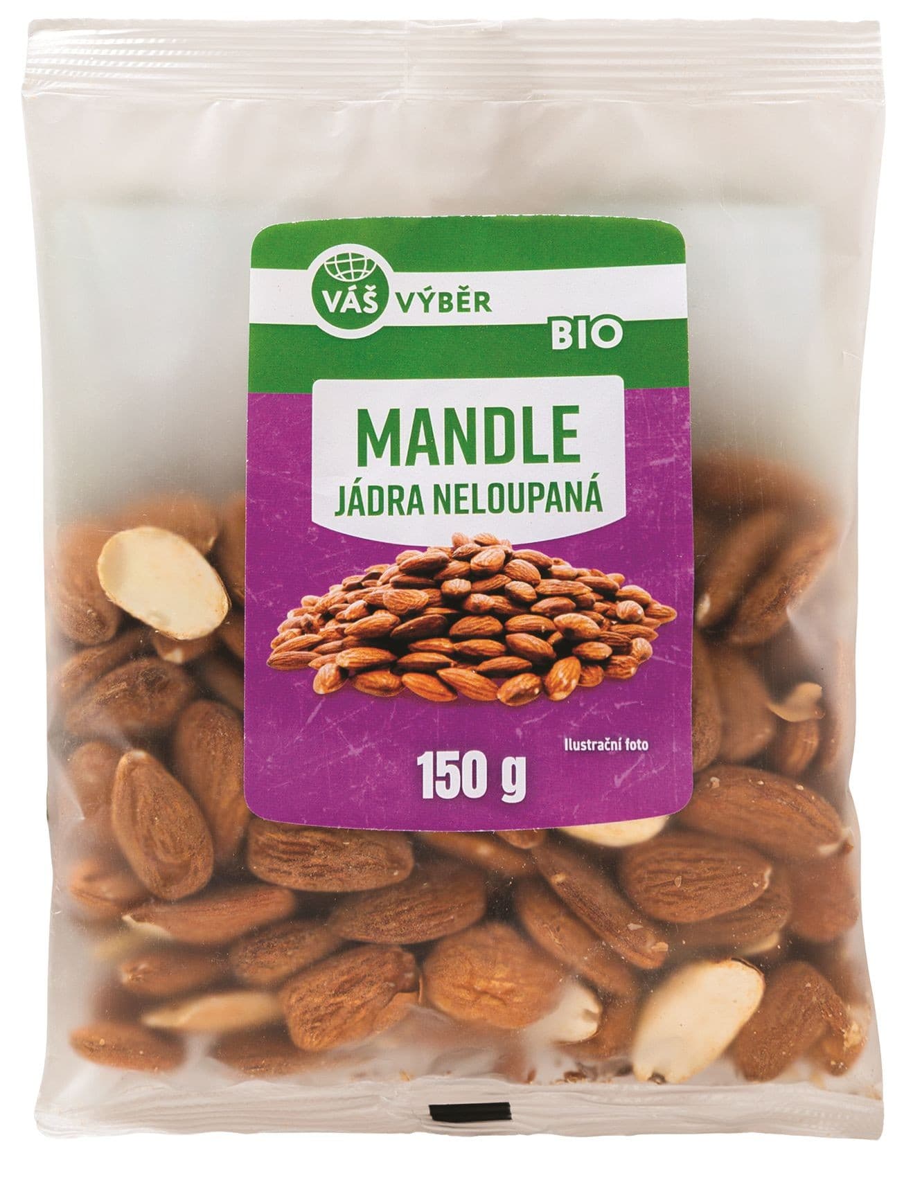 Váš Výběr Bio Mandle, jádra celá neloupaná 150 g