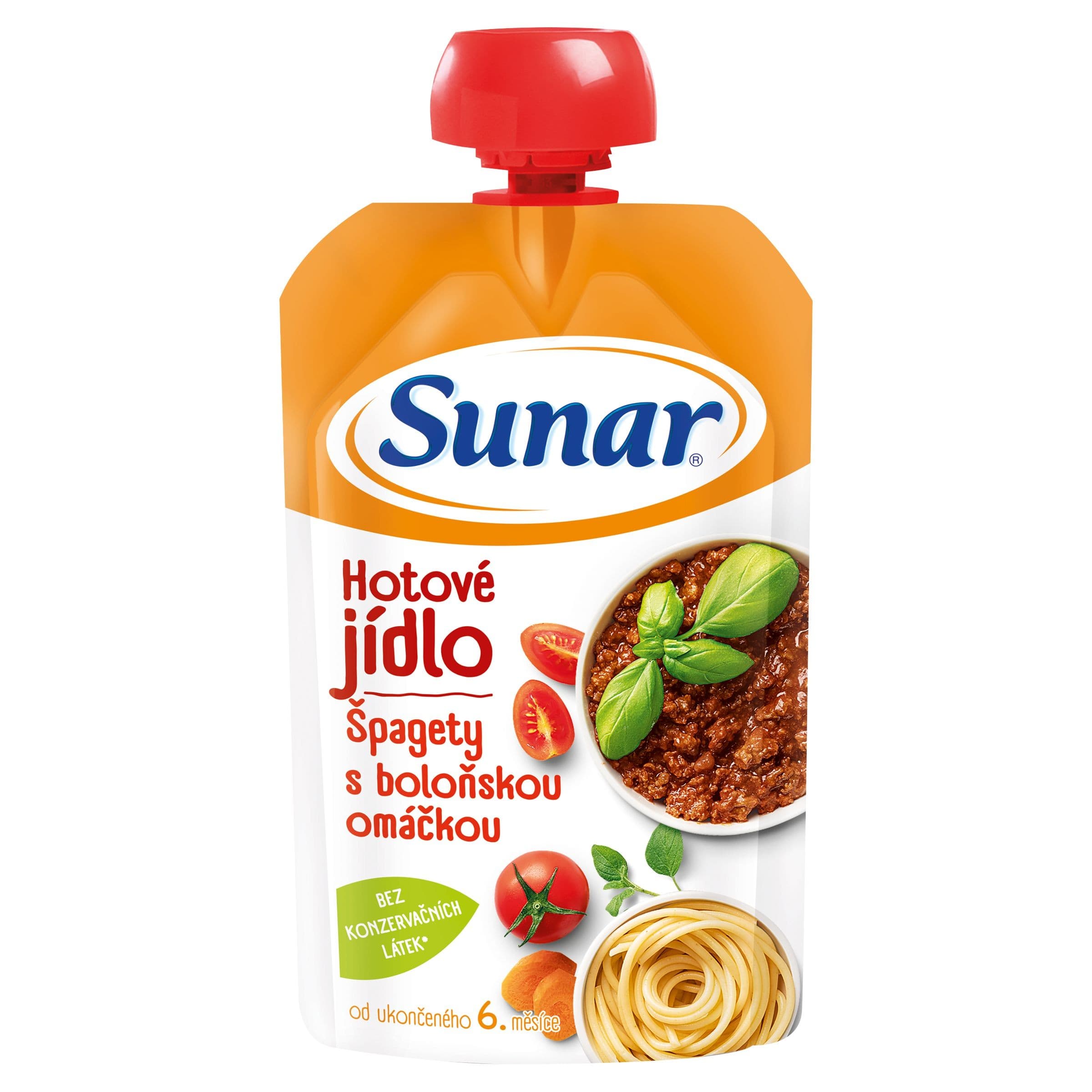 Sunar Příkrm špagety s boloňskou omáčkou 6m+ 120 g